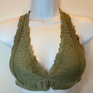 NWT Pink green lace bralette sz M